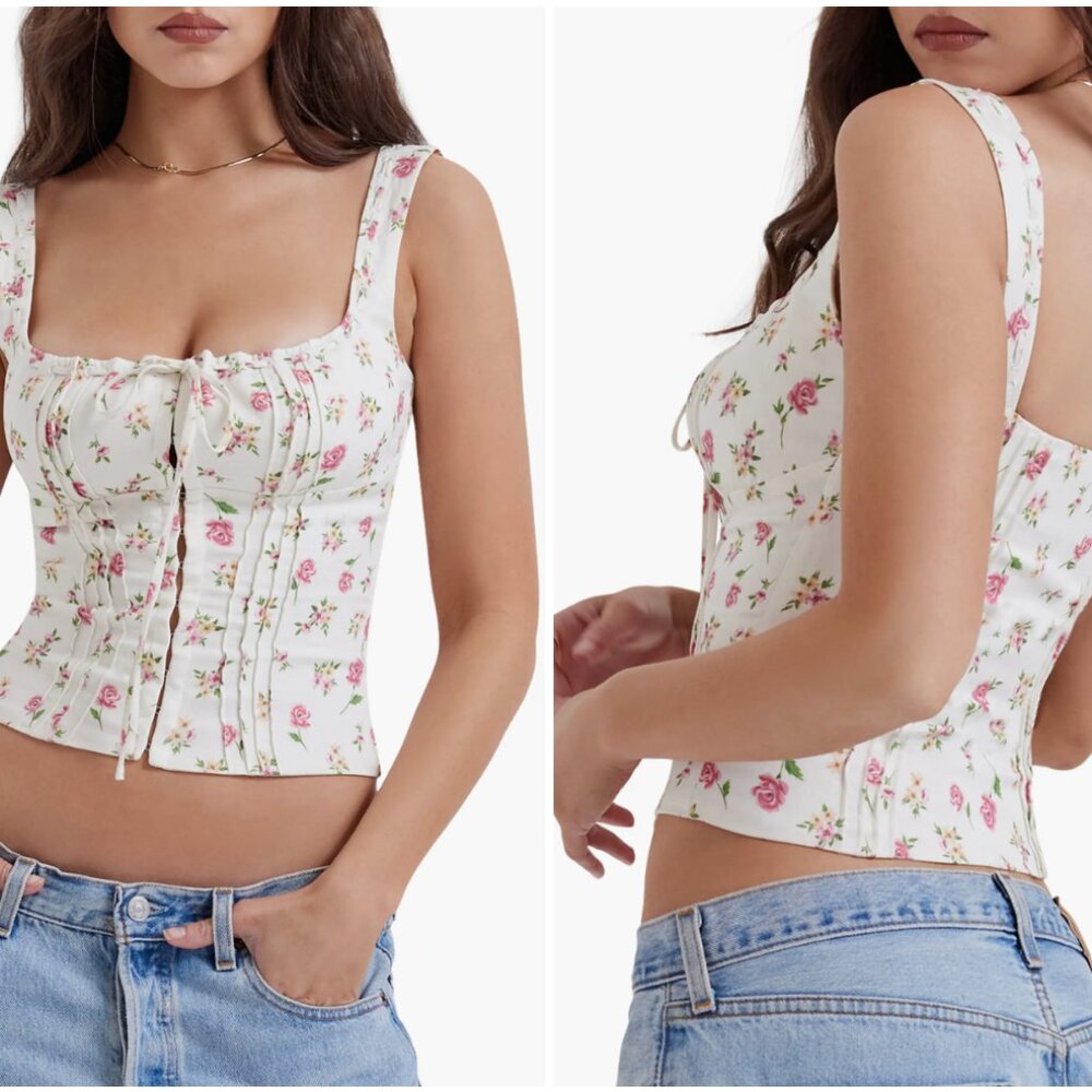 HOUSE OF CB Chicca Square Neck Corset Top (XS) only worn once